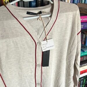 Dolce Cabo Woman’s Beige Cardigan with Red Accents